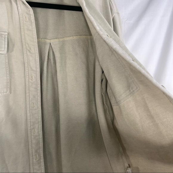 Forever 21 Women’s French Terry Oversized Shacket Button Up Beige Sz S Minimal - Picture 4 of 10